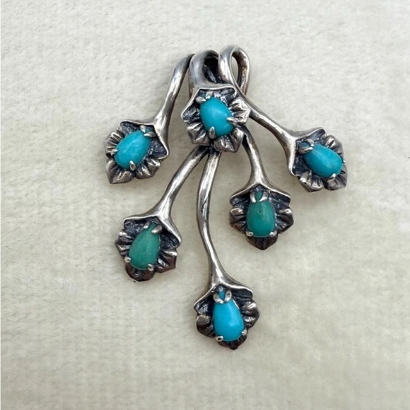 Vintage Native Design Turquoise Pendant - Picture 1 of 5